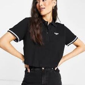 NWT GUESS Black Cropped Polo Shirt Size Small